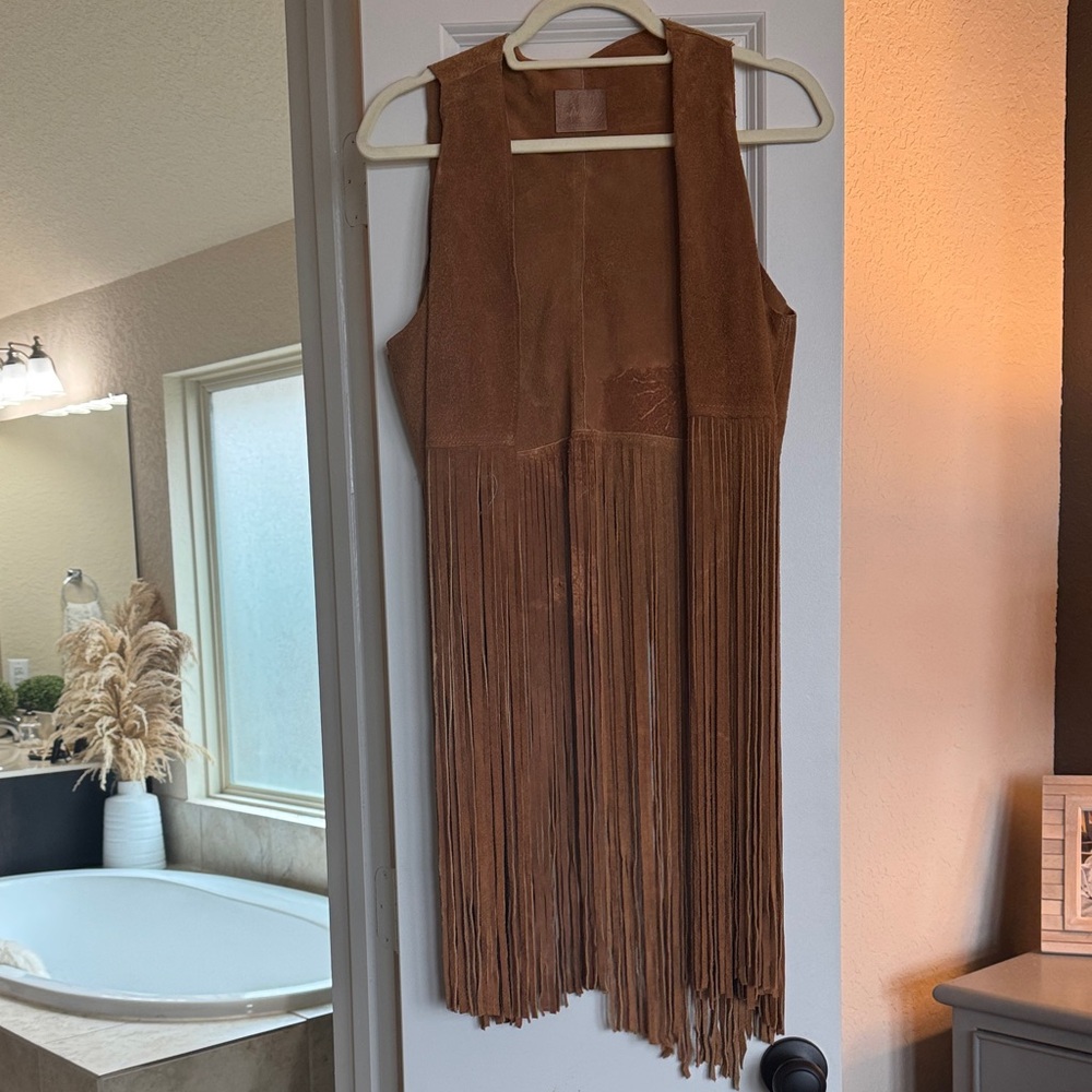 Free people Brown Suede Fringe Vest - 1970s Style